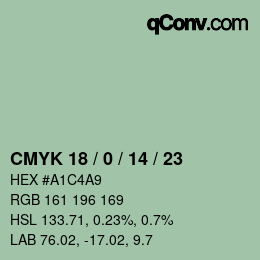 カラーコード: CMYK 18 / 0 / 14 / 23 | qconv.com