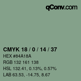 颜色代码: CMYK 18 / 0 / 14 / 37 | qconv.com