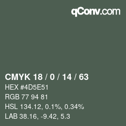 カラーコード: CMYK 18 / 0 / 14 / 63 | qconv.com