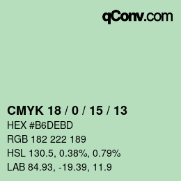 Color code: CMYK 18 / 0 / 15 / 13 | qconv.com