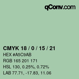 颜色代码: CMYK 18 / 0 / 15 / 21 | qconv.com