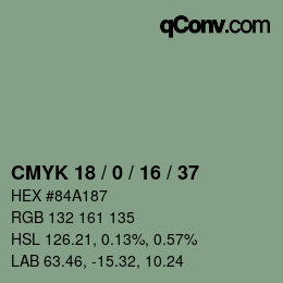 カラーコード: CMYK 18 / 0 / 16 / 37 | qconv.com