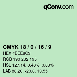 カラーコード: CMYK 18 / 0 / 16 / 9 | qconv.com