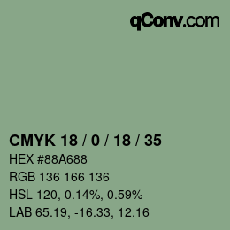 Color code: CMYK 18 / 0 / 18 / 35 | qconv.com