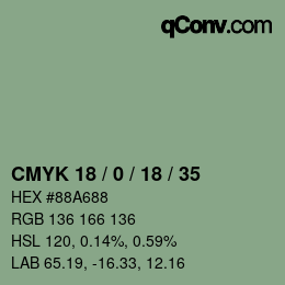 Color code: CMYK 18 / 0 / 18 / 35 | qconv.com