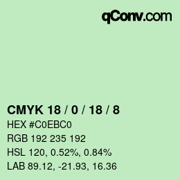 颜色代码: CMYK 18 / 0 / 18 / 8 | qconv.com