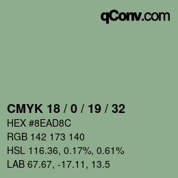 Color code: CMYK 18 / 0 / 19 / 32 | qconv.com