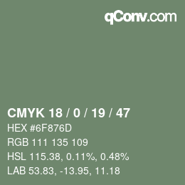 カラーコード: CMYK 18 / 0 / 19 / 47 | qconv.com