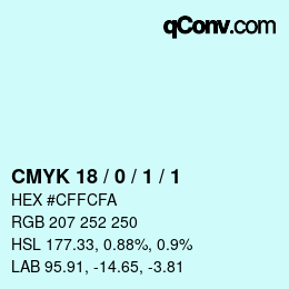 カラーコード: CMYK 18 / 0 / 1 / 1 | qconv.com
