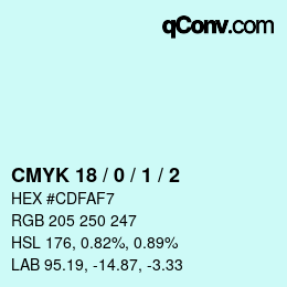 カラーコード: CMYK 18 / 0 / 1 / 2 | qconv.com