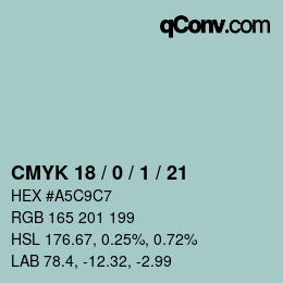 Color code: CMYK 18 / 0 / 1 / 21 | qconv.com