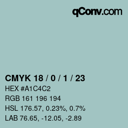 カラーコード: CMYK 18 / 0 / 1 / 23 | qconv.com