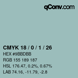 颜色代码: CMYK 18 / 0 / 1 / 26 | qconv.com