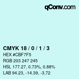 カラーコード: CMYK 18 / 0 / 1 / 3 | qconv.com