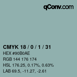 Color code: CMYK 18 / 0 / 1 / 31 | qconv.com