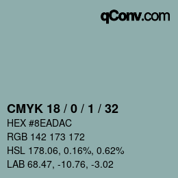 カラーコード: CMYK 18 / 0 / 1 / 32 | qconv.com