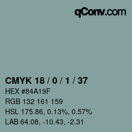 Farbcode: CMYK 18 / 0 / 1 / 37 | qconv.com