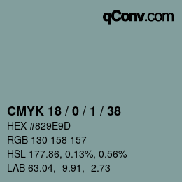 Color code: CMYK 18 / 0 / 1 / 38 | qconv.com