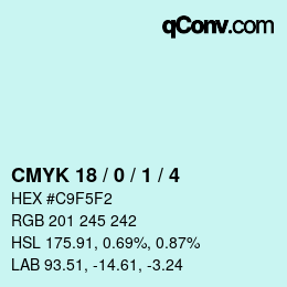 Color code: CMYK 18 / 0 / 1 / 4 | qconv.com