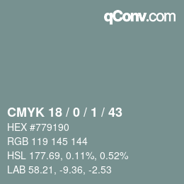 颜色代码: CMYK 18 / 0 / 1 / 43 | qconv.com