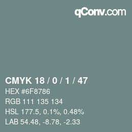 カラーコード: CMYK 18 / 0 / 1 / 47 | qconv.com