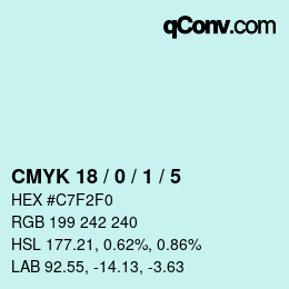 カラーコード: CMYK 18 / 0 / 1 / 5 | qconv.com