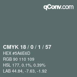 Color code: CMYK 18 / 0 / 1 / 57 | qconv.com