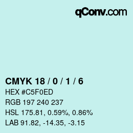 カラーコード: CMYK 18 / 0 / 1 / 6 | qconv.com