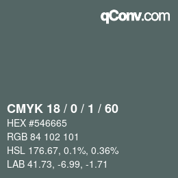 カラーコード: CMYK 18 / 0 / 1 / 60 | qconv.com