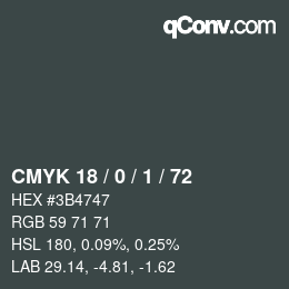 カラーコード: CMYK 18 / 0 / 1 / 72 | qconv.com
