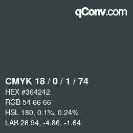 カラーコード: CMYK 18 / 0 / 1 / 74 | qconv.com