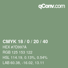 Color code: CMYK 18 / 0 / 20 / 40 | qconv.com