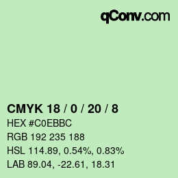 カラーコード: CMYK 18 / 0 / 20 / 8 | qconv.com