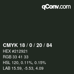 Código de color: CMYK 18 / 0 / 20 / 84 | qconv.com
