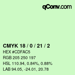 Farbcode: CMYK 18 / 0 / 21 / 2 | qconv.com