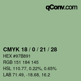 カラーコード: CMYK 18 / 0 / 21 / 28 | qconv.com