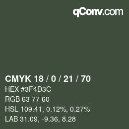 Color code: CMYK 18 / 0 / 21 / 70 | qconv.com