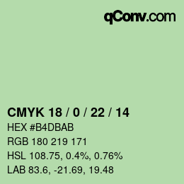 Farbcode: CMYK 18 / 0 / 22 / 14 | qconv.com