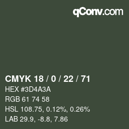 Código de color: CMYK 18 / 0 / 22 / 71 | qconv.com