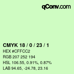 カラーコード: CMYK 18 / 0 / 23 / 1 | qconv.com
