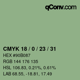 カラーコード: CMYK 18 / 0 / 23 / 31 | qconv.com