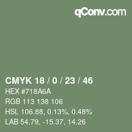 Color code: CMYK 18 / 0 / 23 / 46 | qconv.com