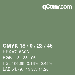 Color code: CMYK 18 / 0 / 23 / 46 | qconv.com