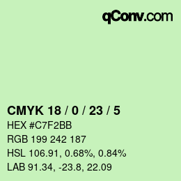 颜色代码: CMYK 18 / 0 / 23 / 5 | qconv.com