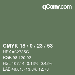 Color code: CMYK 18 / 0 / 23 / 53 | qconv.com