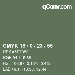 Color code: CMYK 18 / 0 / 23 / 55 | qconv.com