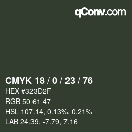 カラーコード: CMYK 18 / 0 / 23 / 76 | qconv.com