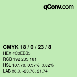 Color code: CMYK 18 / 0 / 23 / 8 | qconv.com