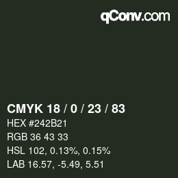 Color code: CMYK 18 / 0 / 23 / 83 | qconv.com