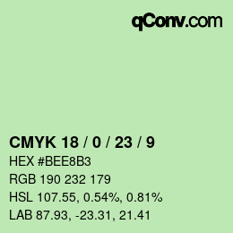 カラーコード: CMYK 18 / 0 / 23 / 9 | qconv.com